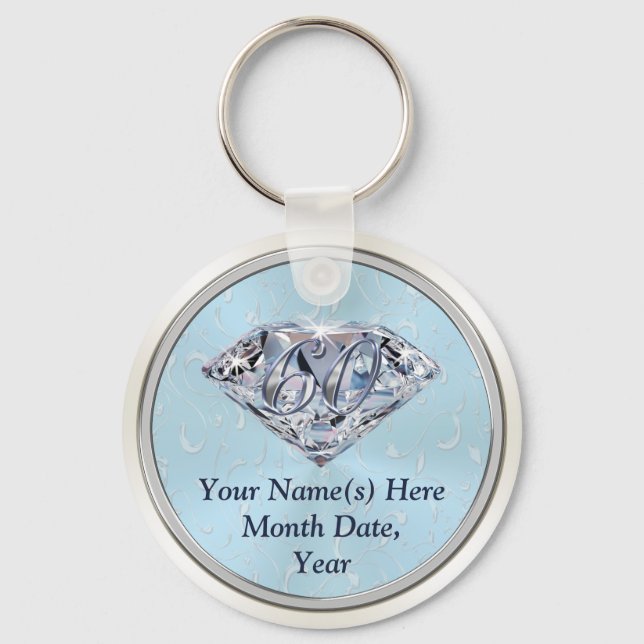60th Anniversary Favours or 60th Birthday Keychain (Front)