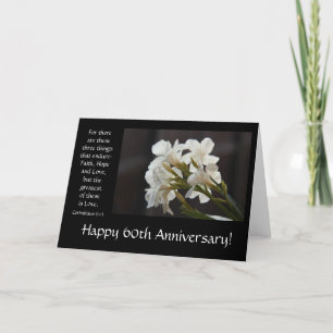 60th Anniversary, floral, bible verse about love Card
