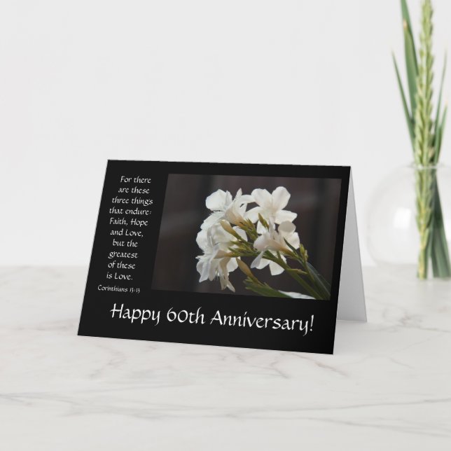 60th Anniversary, floral, bible verse about love Card (Front)