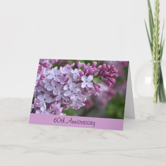 60th Anniversary Greeting Card with Lilac Design (Front)