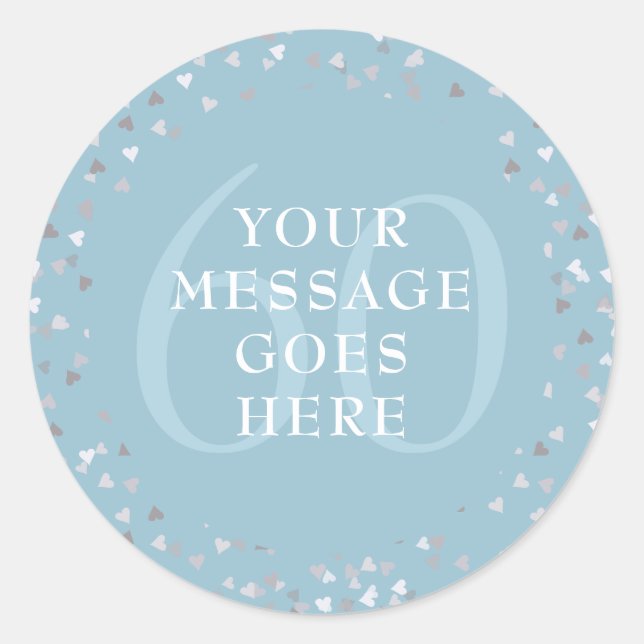 60th Anniversary Hearts Confetti Classic Round Sticker (Front)