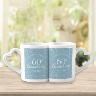60th Anniversary Hearts Confetti Coffee Mug Set