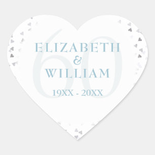 60th Anniversary Hearts Confetti Heart Sticker