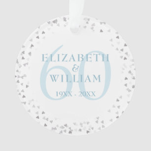 60th Anniversary Hearts Confetti Ornament