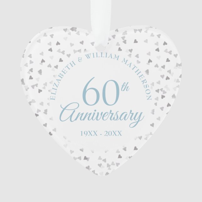 60th Anniversary Hearts Confetti Ornament (Front)
