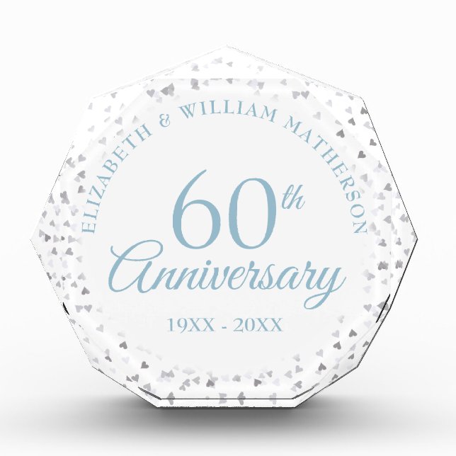 60th Anniversary Hearts Confetti Photo Block (Front)