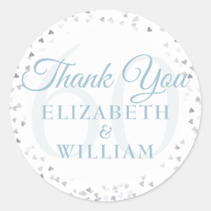 60th Anniversary Hearts Confetti Thank You Classic Round Sticker
