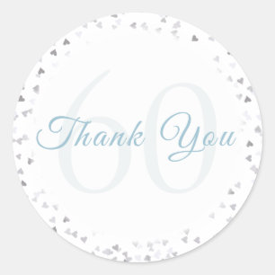 60th Anniversary Hearts Confetti Thank You Classic Round Sticker