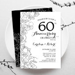 60th Anniversary Invitation - Black White Floral<br><div class="desc">Black White Floral 60th Wedding Anniversary Party Invitation. Minimalist modern design featuring botanical outline drawings accents and typography script font. Elegant invite card perfect for a stylish celebration. Can be customised to any year of marriage. Printed Zazzle invitations or instant download digital printable template.</div>