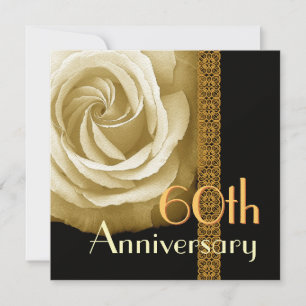 60th Anniversary Invitation - GOLD Rose