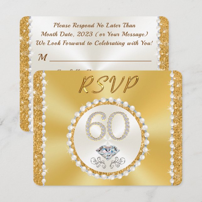 60th Anniversary Invitations, RSVP with Menu or Invitation (Front/Back)