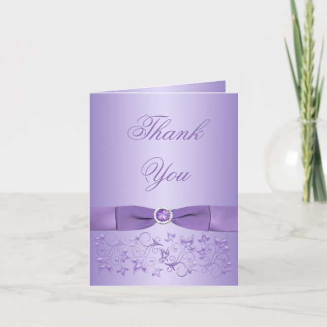 60th Anniversary Lilac Floral Thank You Note Card (Front)