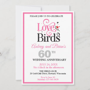 60th Anniversary Love Birds Personalised Invitation