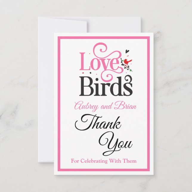 60th Anniversary Love Birds Personalised Thank You Card (Front)