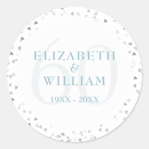 60th Anniversary Love Hearts Confetti Classic Round Sticker
