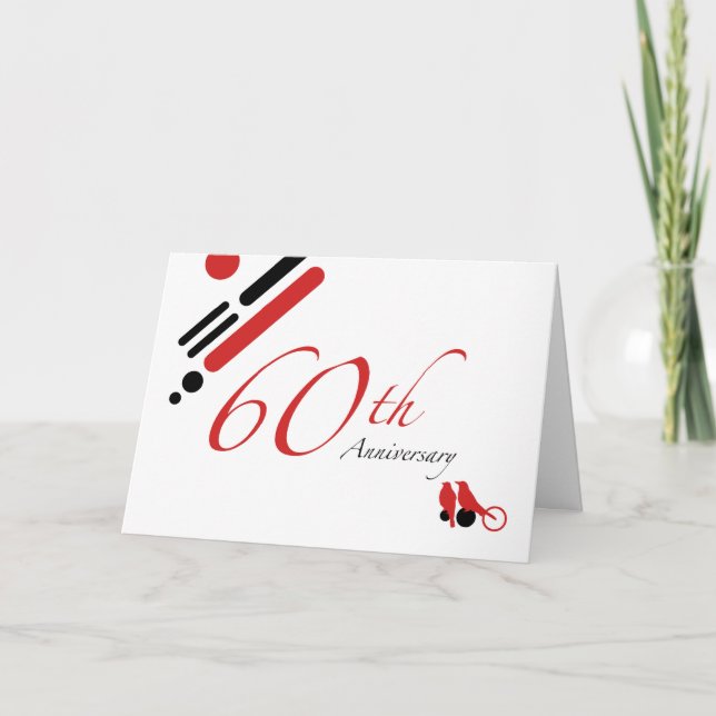 60th Anniversary (mod birds) Card (Front)
