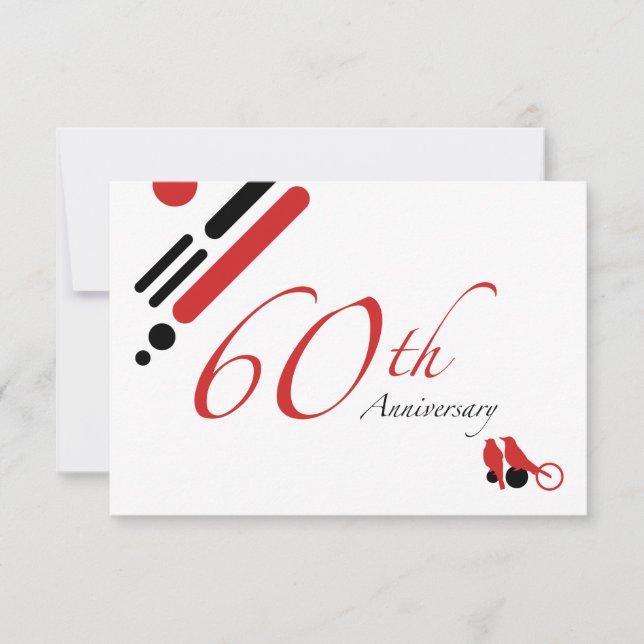 60th Anniversary (mod birds) Invitation (Front)