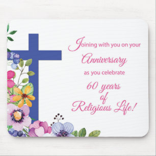 60th Anniversary, Nun, Religious Life Cross Mouse Mat
