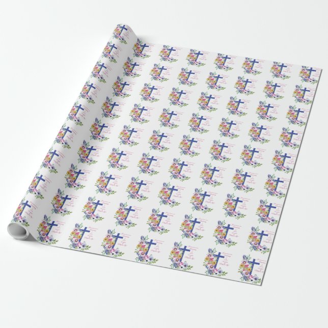 60th Anniversary, Nun, Religious Life Cross Wrapping Paper (Unrolled)