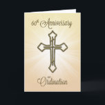 60th Anniversary of Ordination, Gold Cross Card<br><div class="desc">A 60th Ordination Anniversary card featuring a gold look cross. Celebrate a jubilee with this starburst background bringing life and focus on the cross.</div>