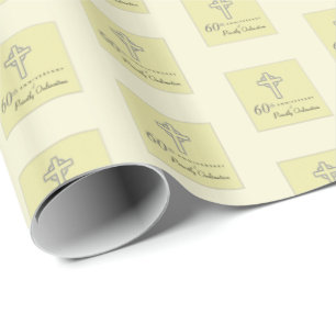 60th Anniversary of Priest Embossed Cross Wrapping Paper
