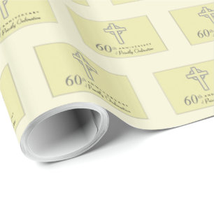 60th Anniversary of Priest Embossed Cross Wrapping Paper