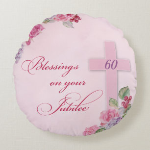 60th Anniversary of Religious Life Catholic Nun Round Cushion