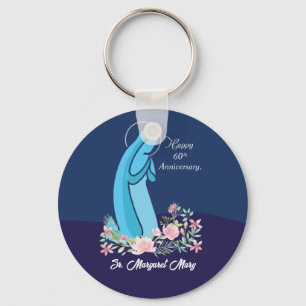 60th Anniversary of Religious Life Nun Pink Flower Key Ring