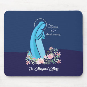 60th Anniversary of Religious Life Nun Pink Flower Mouse Mat