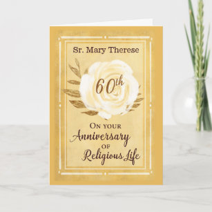 60th Anniversary of Religious Life Nun White Rose Card