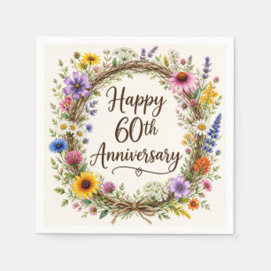 60th Anniversary Paper Napkins, 60 Years Wedding Napkin
