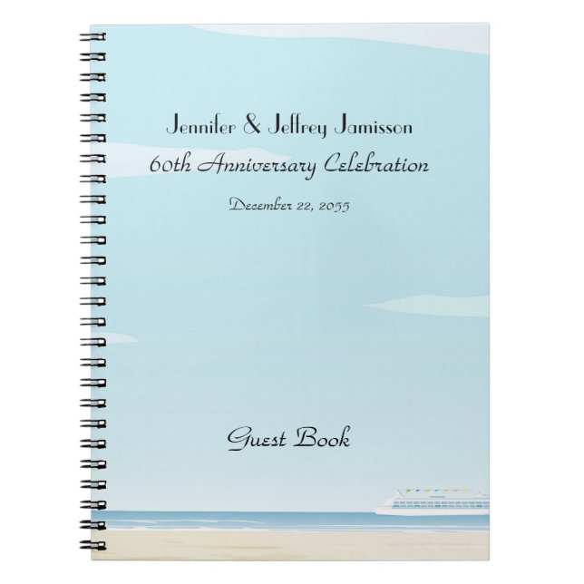 60th Anniversary Party Guest Book, Cruise Ship Notebook (Front)