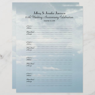 60th Anniversary Party Guest Book Sign-In Page
