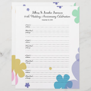 60th Anniversary Party Guest Book Sign-In Page