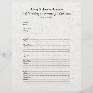 60th Anniversary Party Guest Book Sign-In Page