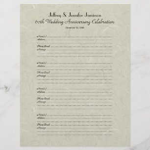 60th Anniversary Party Guest Book Sign-In Page