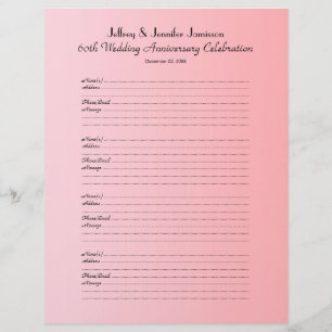 60th Anniversary Party Guest Book Sign-In Page