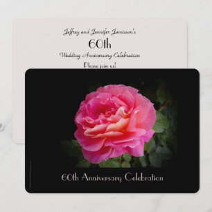 60th Anniversary Party Invitation Single Pink Rose