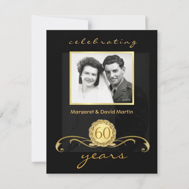 60th Anniversary Party Invitations Vintage Accents (Front)