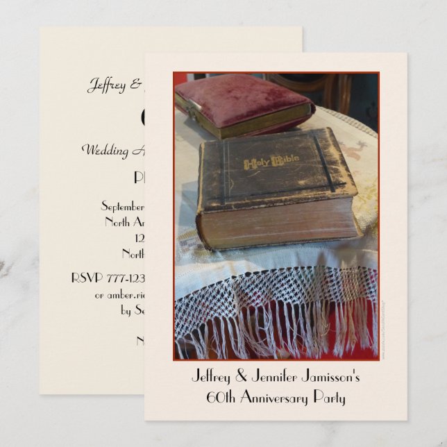 60th Anniversary Party Name Vintage Bible Invitation (Front/Back)