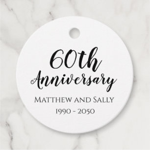 60th Anniversary Party Round Favour Tags