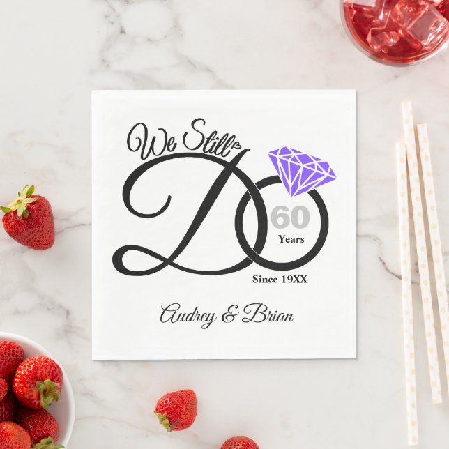 60th Anniversary Personalised Napkins (Insitu)