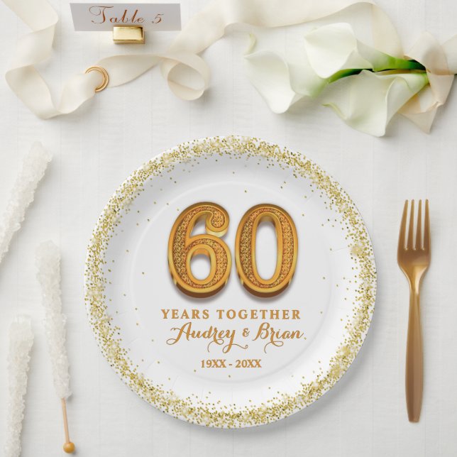 60th Anniversary Personalised Paper Plate (Wedding)