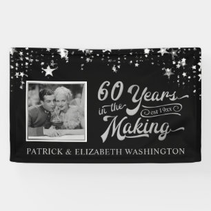 60th Anniversary Photo Black and Silver Stars Banner