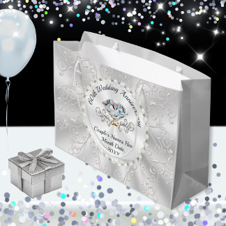 60th Anniversary Present, Diamond Wrapping Paper, Large Gift Bag