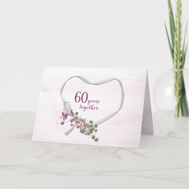 60th Anniversary Ribbon Heart Card (Front)
