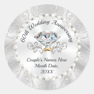 60th Anniversary Stickers for Favours, Envelopes