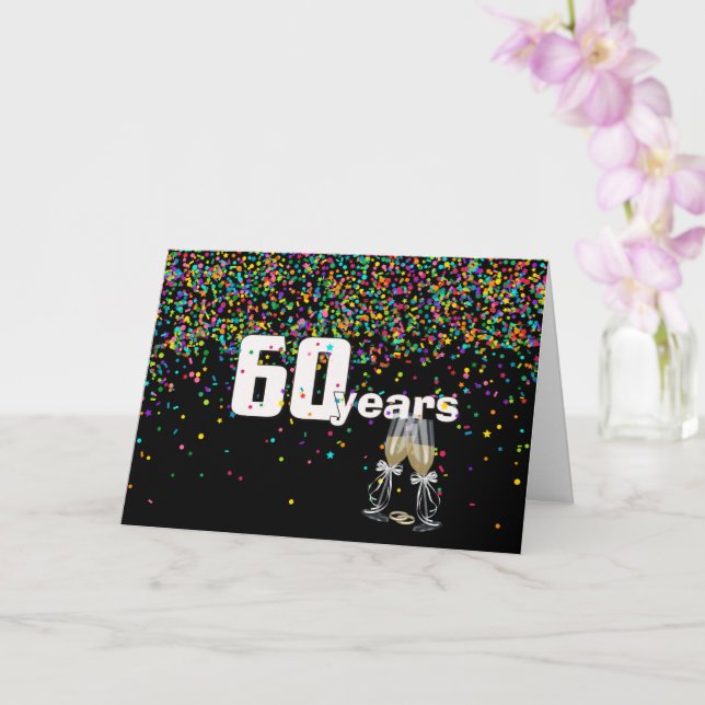 60th anniversary toast in confetti card (Orchid)