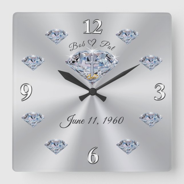 60th Anniversary Wall Clock for Bob and Pat (Front)