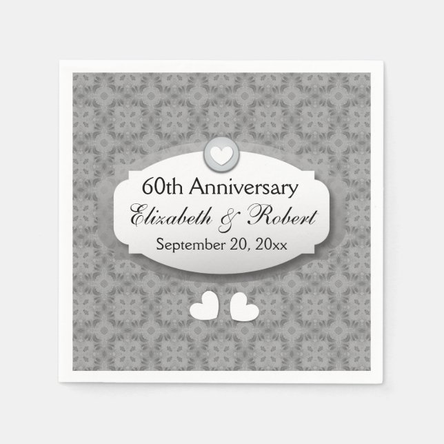 60th Anniversary Wedding Anniversary Diamond A10 Napkin (Front)